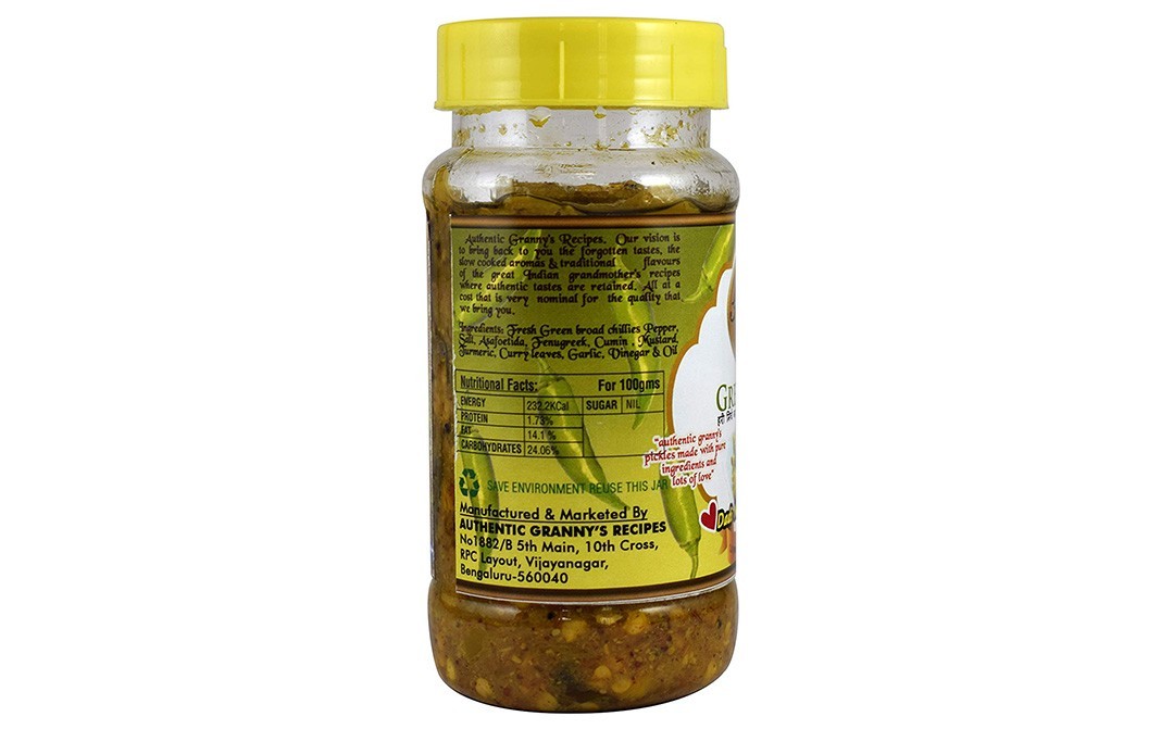 Authentic Granny's Recipes Green Chilli Pickles    Jar  250 grams